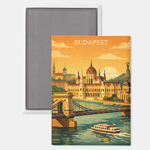 Aimant Impression d'art de voyage à Budapest Hongrie Vint