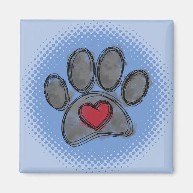 Aimant Impression demi-ton Amoureux des chiens Dessin Aqu (Devant)