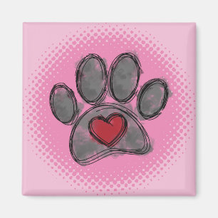 Aimant Impression demi-ton Amoureux des chiens Dessin Aqu