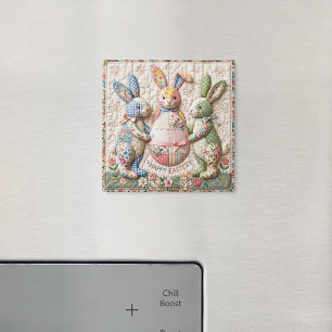 Aimant Imprimé de style matelassé vintage lapin de Pâques