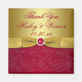 Aimant IMPRIMÉ RIBBON Rouge, Gold Floral Wedding Favorise