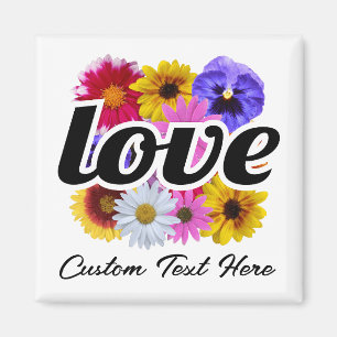 Aimant In Bloom - Amour avec Bouquet Floral Carré