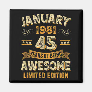 Aimant Incroyable Vintage Janvier 1981 45e Anniversaire