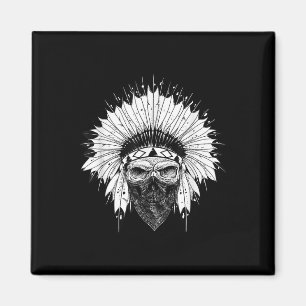 Aimant Indian Skull Rag, tatouage amérindien, Zany Br