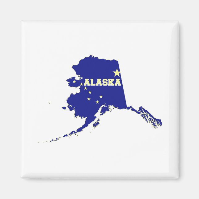 Aimant Indicateur de forme de l'état de l'Alaska avec nom (Devant)