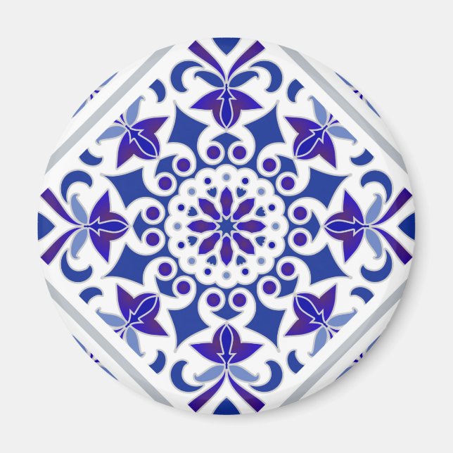 Aimant Indigo Azulejos Portuguese Blue and white tiles (Devant)