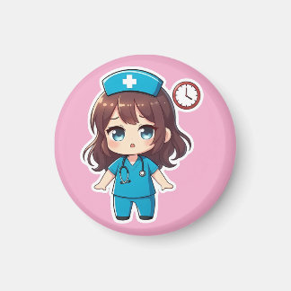 Aimant Infirmière Chibi Originale - Course Contre la Mont