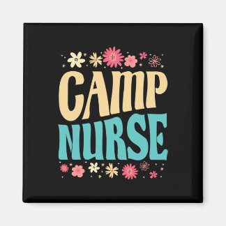 Aimant Infirmière de camp tenue florale camping d'été inf