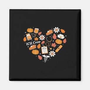 Aimant Infirmière d'équipage Icu Coeur Automne Citrouille