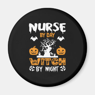 Aimant Infirmière d'Halloween par sorcière de jour par nu