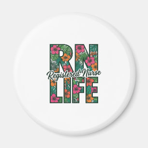 Aimant Infirmière diplômée RN Life Floral Vector Design_1