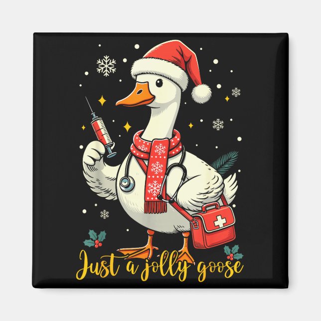 Aimant Infirmière d'oie simplement joyeuse Noël drôle d'o (Devant)
