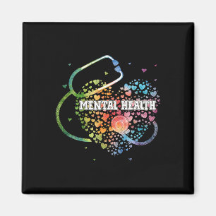 Aimant Infirmière en santé mentale Watercol Love Heart Sc