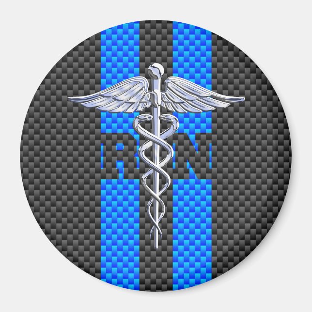 Aimant Infirmière inscrite RN Caduceus Carbon Fiber Strip (Devant)