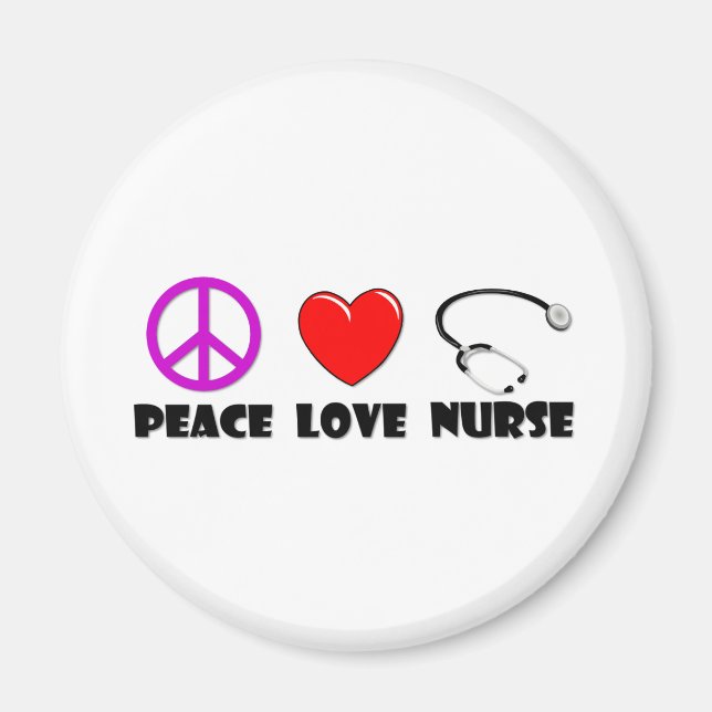 Aimant Infirmière Peace Love (Devant)