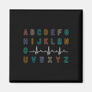 Aimant Infirmière Pqrst Test Abc's Ekg Strip Alphabet Fun