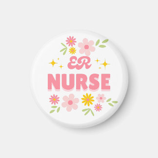 Aimant Infirmière Urgences Fleur Rétro