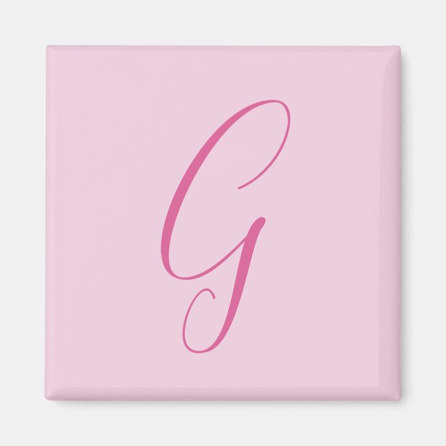 Aimant Initial Letter Monogram Light Pink Plain Chic (Devant)