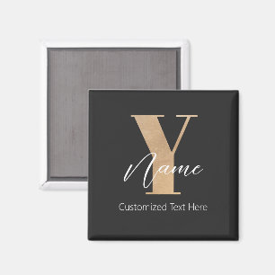 Aimant Initiale Y & Nom Personnalisés Moderne Monogrammé