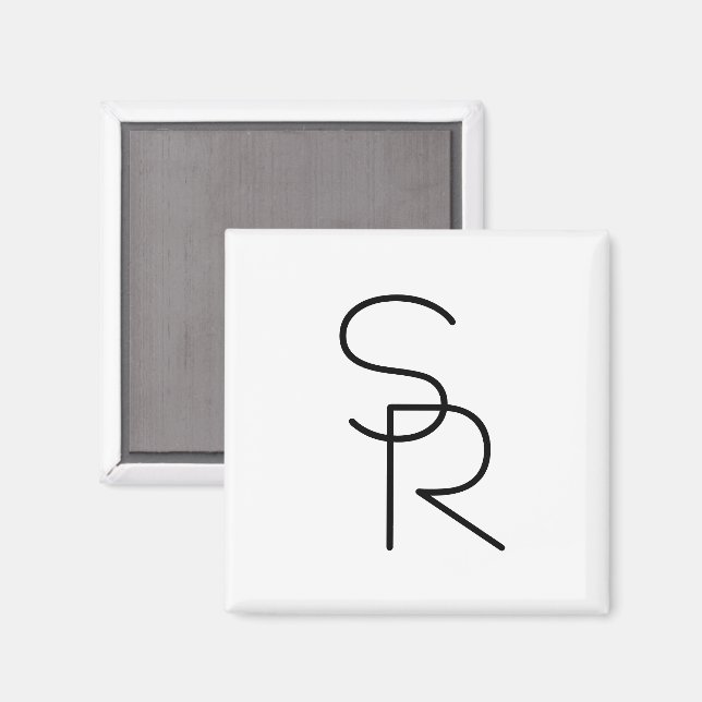 Aimant Initiales chevauchantes de style moderne (Recto/Verso)