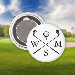 Aimant Initiales de monogramme personnalisé noir et blanc