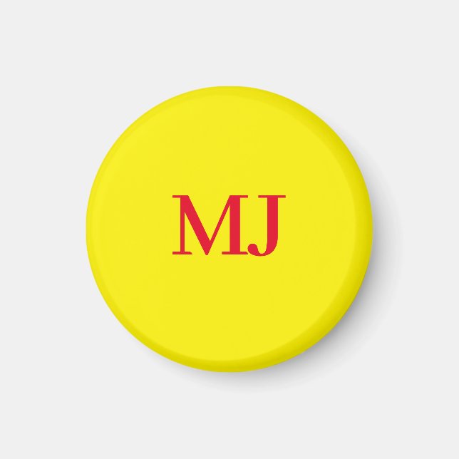 Aimant Initiales en monogramme jaune simple et tendance (Devant)