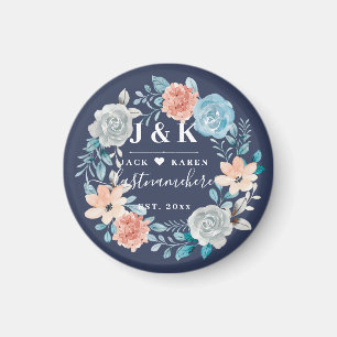Aimant Initiales Florales Monogrammes Nom de famille pers