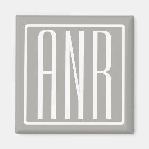 Aimant Initiales Monogramme Blanc Sur Gris Clair