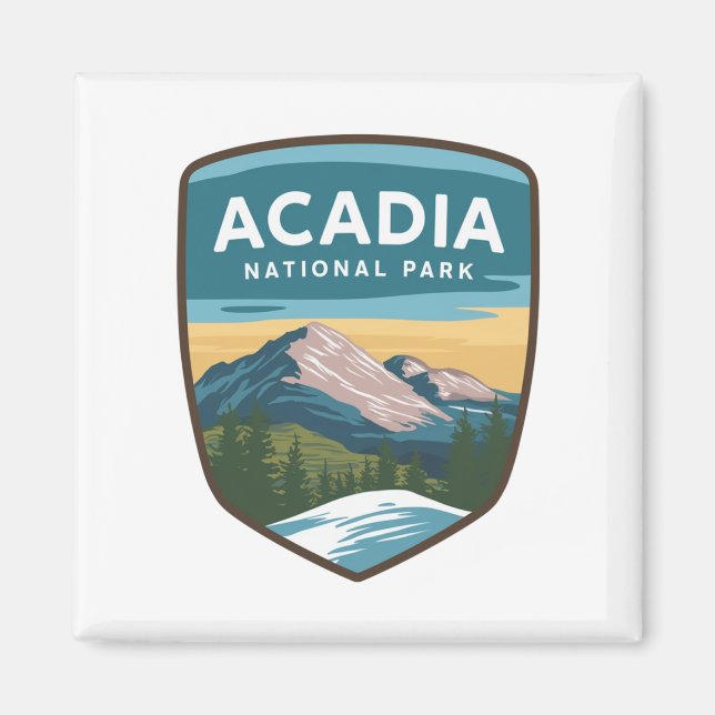 Aimant Insigne de voyage du parc national Acadia (Devant)