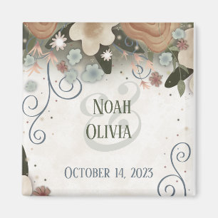 Aimant Inspiritisme floral romantique Mariage personnalis