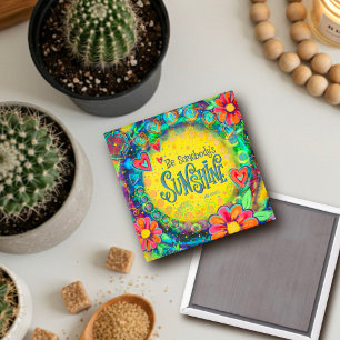 Aimant Inspirivité solaire de quelqu’un Floral jaune