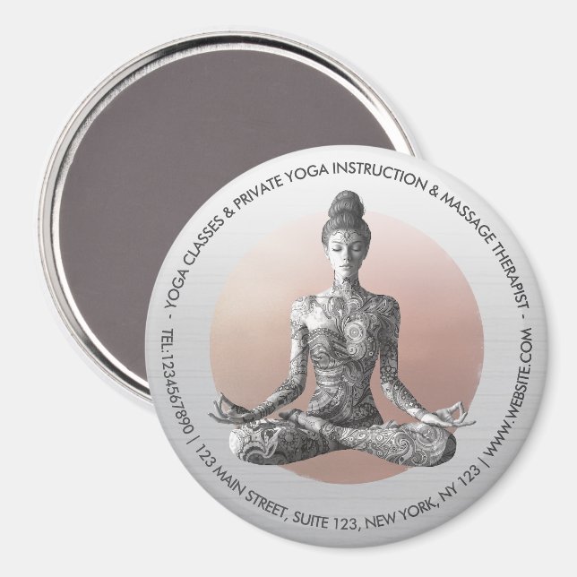Aimant Instructeur de méditation Yoga Reiki Master Lotus  (Recto/Verso)