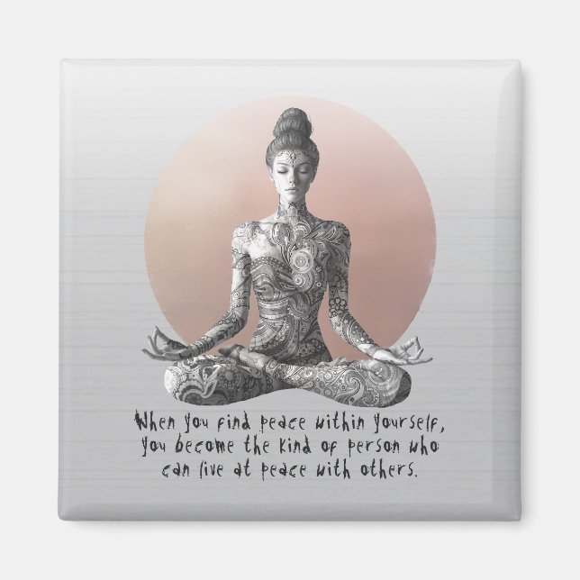 Aimant Instructeur de méditation Yoga Reiki Master Lotus  (Devant)
