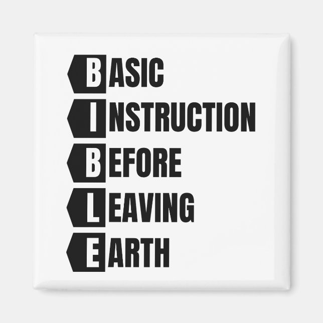 Aimant Instruction de base avant de quitter la Terre BIBL (Devant)