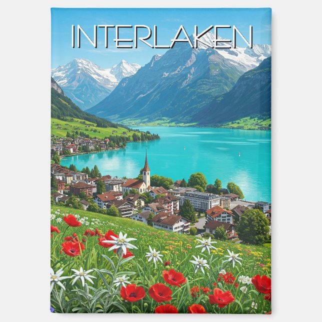 Aimant Interlaken Suisse Travel Springtime (Recto)