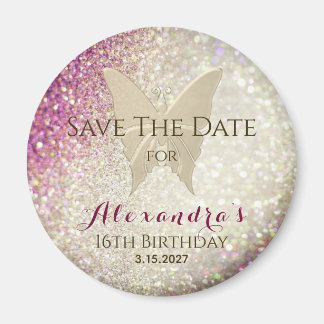 Aimant Invitation "Save the Date" pour un Sweet 16 avec p