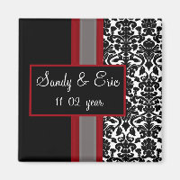 Invitations Red White Black Mariage damassé