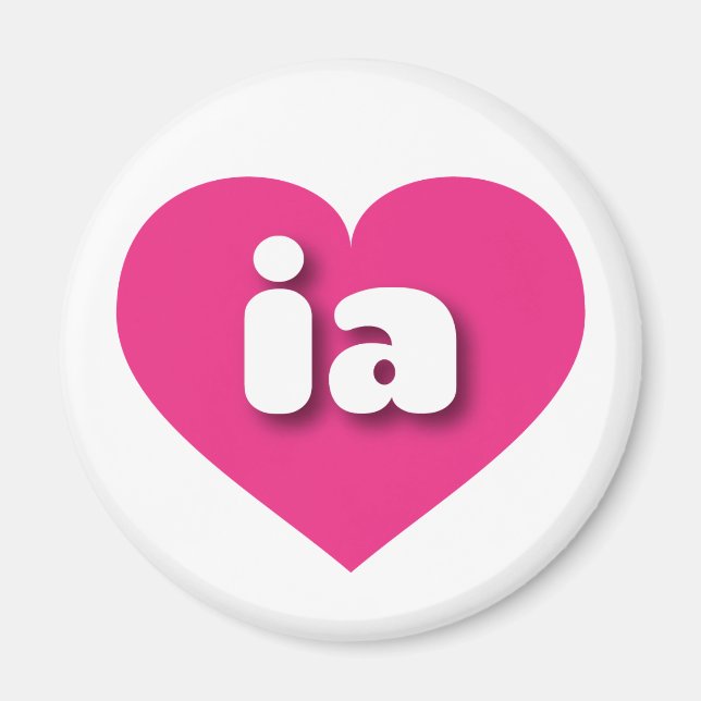 Aimant Iowa coeur rose chaud - J'aime ia (Devant)