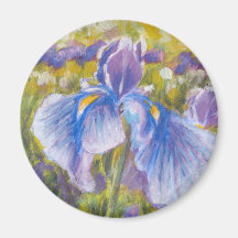 Irises—Bleu, violet, vert jaune—Aimant de réfrigér