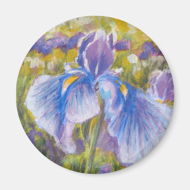 Aimant Irises—Bleu, violet, vert jaune—Aimant de réfrigér (Devant)