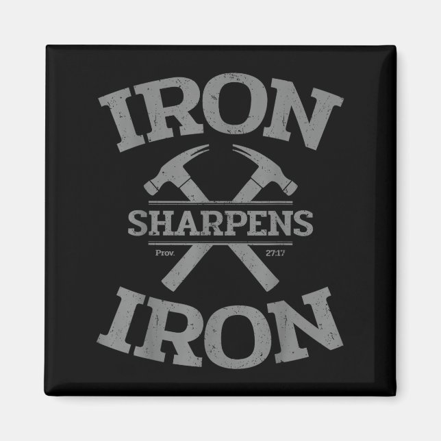Aimant Iron Sharpens Iron Proverbs 27_17 Gym Workout Men  (Devant)