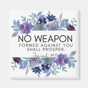 Aimant Isaïe 54:17 Aucune arme Chrétienne Violet Floral