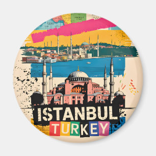 Aimant Istanbul Turquie Sainte-Sophie Art Pop Rétro Voyag