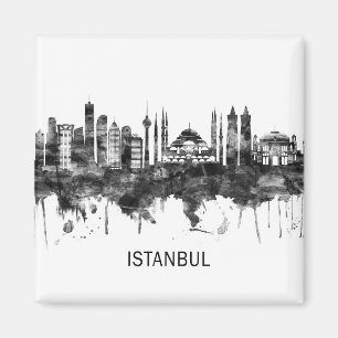 Aimant Istanbul Turquie Skyline BW