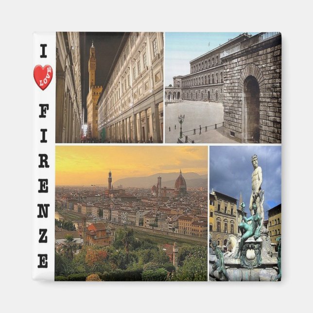 Aimant IT - Italie - Florence - I Love - Collage Mosaic (Devant)