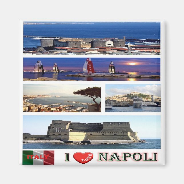 Aimant IT - Italie - Naples - I Love - Collage Mosaïque (Devant)