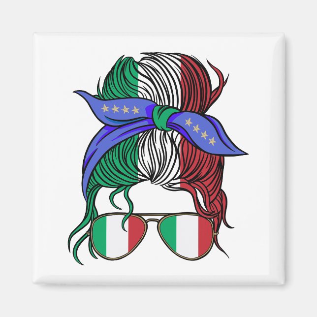 Aimant Italie chaotique pain avec drapeau italien (Devant)