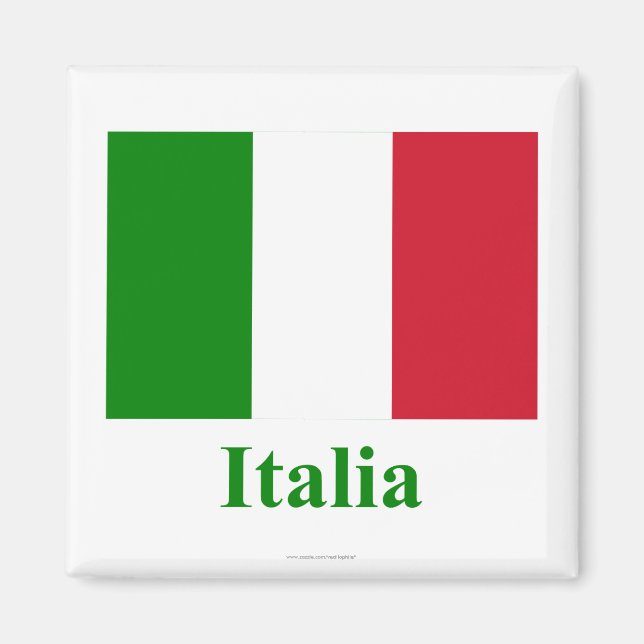 Aimant Italie Drapeau avec nom en italien (Devant)
