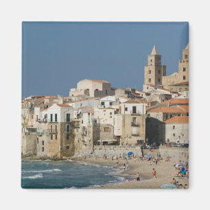 Aimant Italie, Sicile, Cefalu, vue de la ville avec le Du