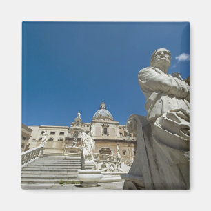 Aimant Italie, Sicile, Palerme, fontaine avec buste et